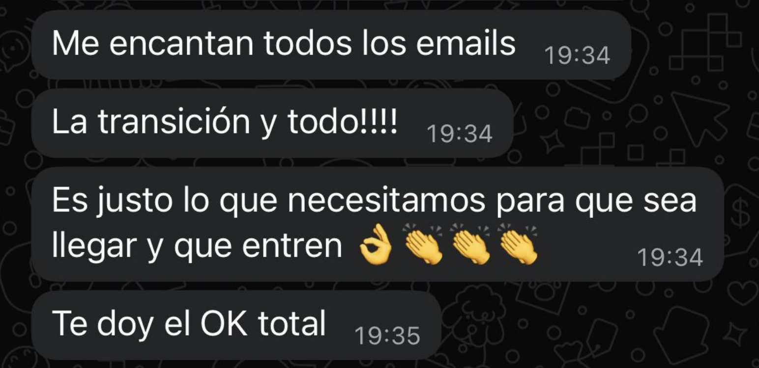 Captura real de conversación con un cliente
