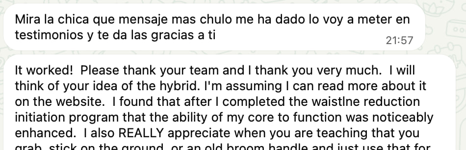 Captura real de conversación con un cliente